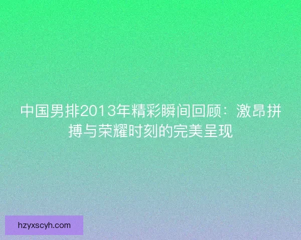 中国男排2013年精彩瞬间回顾:激昂拼搏与荣耀时刻的完美呈现 中国男排2013年精彩瞬间回顾:激昂拼搏与荣耀时刻的完美呈现